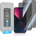 2 Pack Privacy Screen Protector for iPhone 13 9H+ Tempered Glass Anti Spy Private Film Easy Installation Auto Alignment Dust Removal Military-Grade Protection Bubble-Free