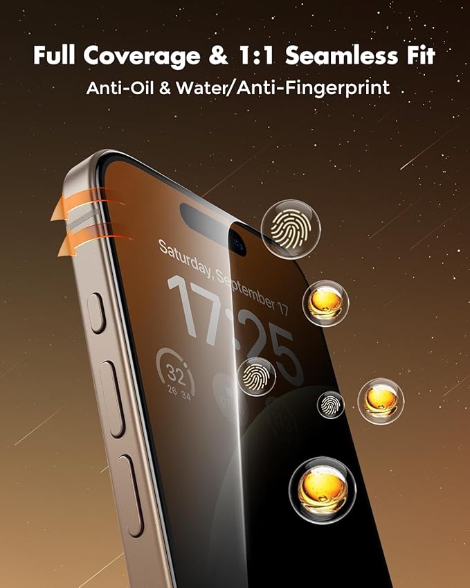 UNBREAKcable Privacy Screen Protector for iPhone 16 Pro Full Coverage Shatterproof Tempered Glass [True 28°Anti Spy] [9H Hardness] [Easy Installation Frame] 2-Pack Private Screen for iPhone 16 Pro