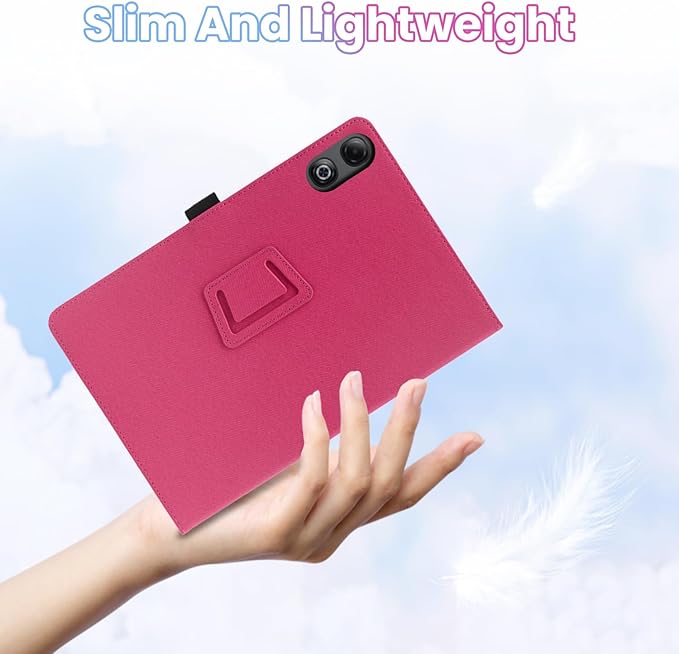 Case for DOOGEE Tab G6 Max 13.4-Inch TabletShockproof PU Leather Cover with Hand Strap Two-Fold StandCompatible with Tab G6 Max 13.4 Android Tablet (Rose Red)