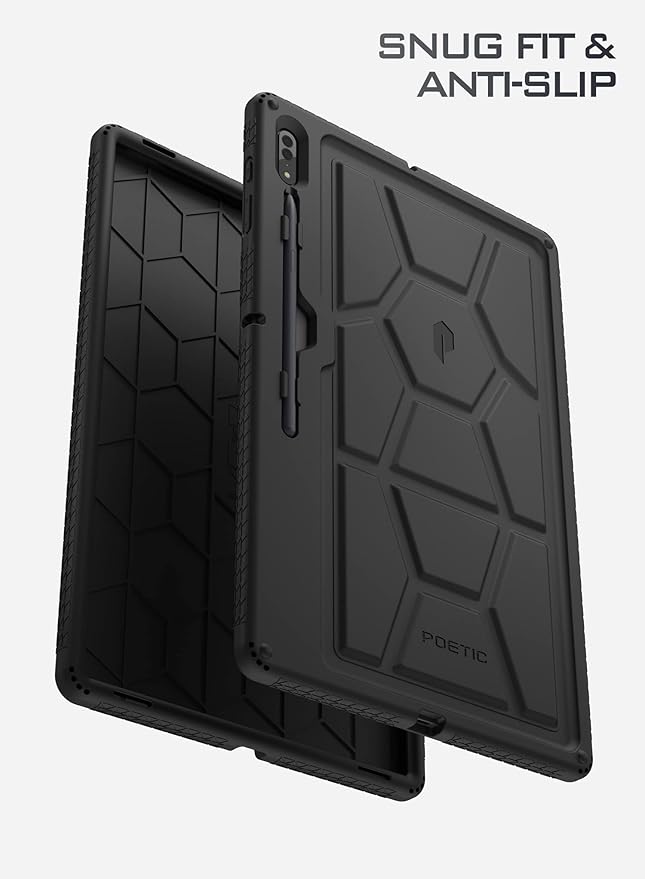 Poetic TurtleSkin Case Designed for Samsung Galaxy Tab S8 Ultra 14.6 Inch 2022 Heavy Duty Shockproof Rugged Kids Friendly Drop Protection Silicone Cover Black