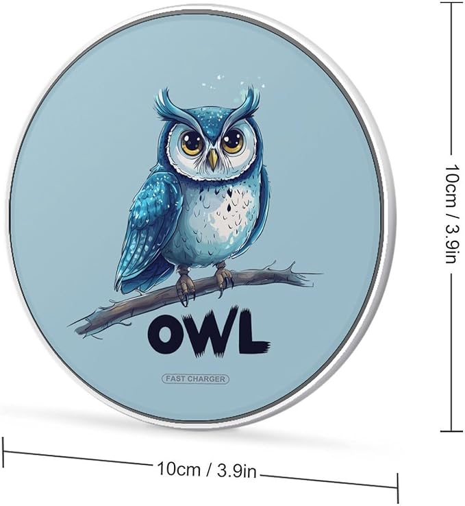 Owl Wireless Charger Anti-Slip Wireless Charging Pad Slim Charger Mat for Men Women