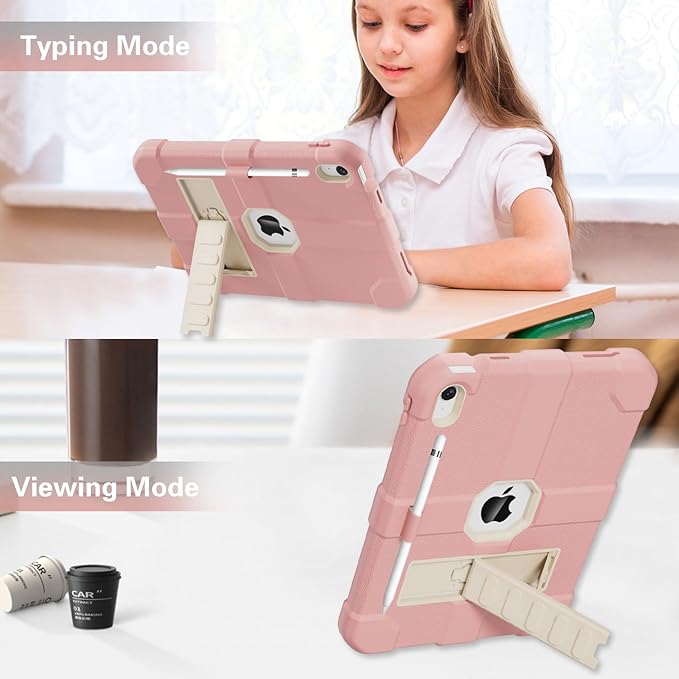 Case for iPad (A16) 11th Generation 11 Inch 2025 / iPad 10th Generation 10.9 Inch 2022 Rugged Heavy Duty Protective Cover [Built-in Pencil Holder ] for iPad 11/10 Gen (Pink)
