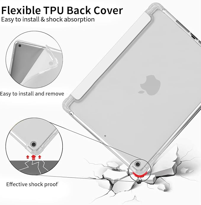 Idocolors Cute Bowknot Pad Case for 13 Inch iPad Air(2024) Clear TPU Smart Stand Back Cover with Pencil Holder Auto Wake/Sleep Foldable Shockproof Protective Case