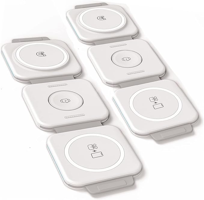 2-Pack Travel 3 in 1 Charging Stations for Multiple Apple Devices - Designed for iPhone Watch and AirPods Magnetic Wireless Charging - Foldable Design Compatible with MagSafe Products