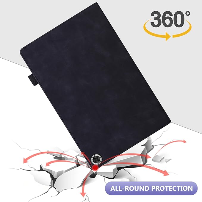 Dteck Folio Case for All-New Amazon Fire HD 10 and 10 Plus Tablet (13th/11th Generation 2023/2021 Release)Premium PU Leather Slim Flip Stand Magnetic Pocket Wallet Cover with Pencil Holder Black