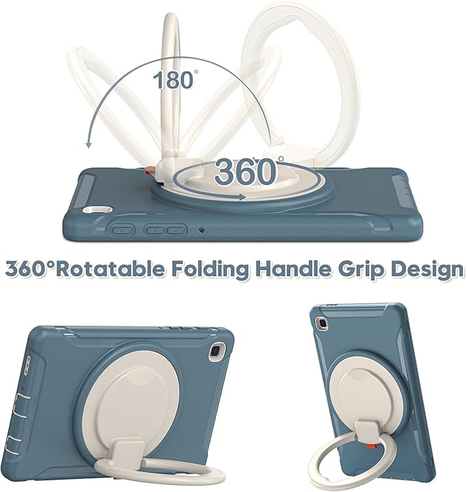Shockproof Case for Samsung Galaxy Tab A7 Lite 8.7 Tablet Techcircle Rotating Stand Handle Heavy Duty Bumper Hybrid Cover Protective Case for Galaxy Tab A7 Lite (2021) SM-T220/T225 Cornflower Blue