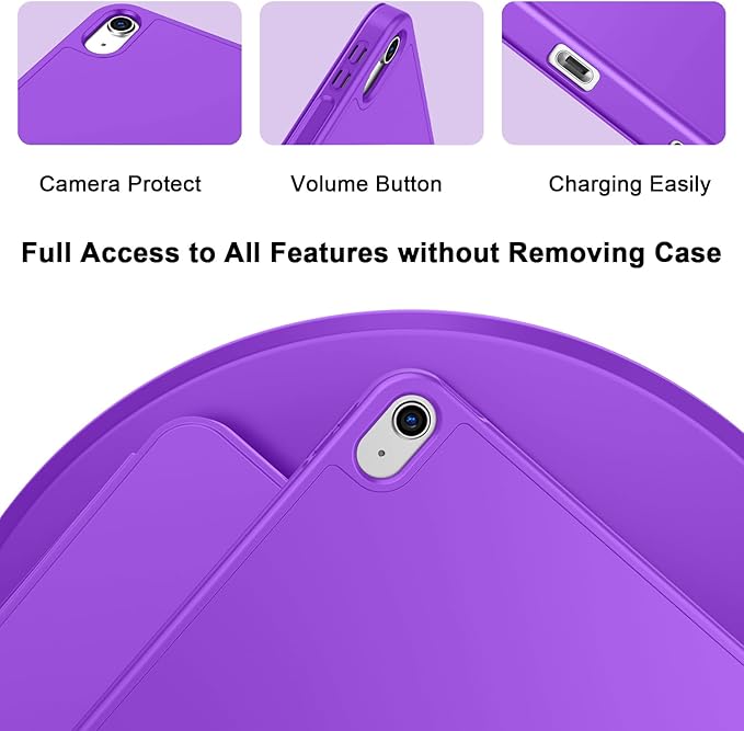 Case for iPad (A16) 11 Inch 2025/iPad 10th Generation 10.9 Inch 2022 Slim Trifold Stand Protective Cover with Pencil Holder and Soft TPU BackSupport Auto Sleep/Wake (Grape Purple)