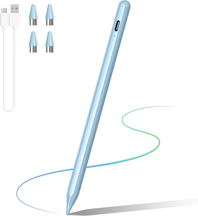 Stylus Pens for Touch Screen DRYMOKINI Stylist Pen Compatible for Android and iOS Tablet/Phones Rechargeable Universal Stylus Pencil Compatible for A-pple/i-Pad/Phone Tablet Blue