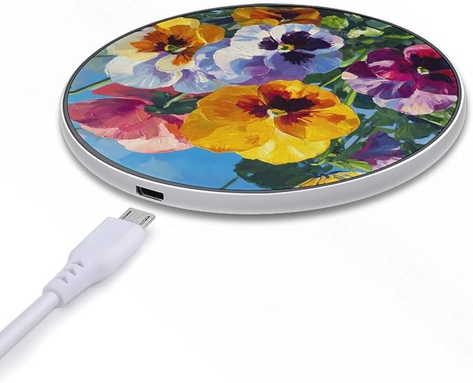 Colorful Pansies Butterflies Phone Charger Magnetic Charging Pad Anti-Slip with USB Cable
