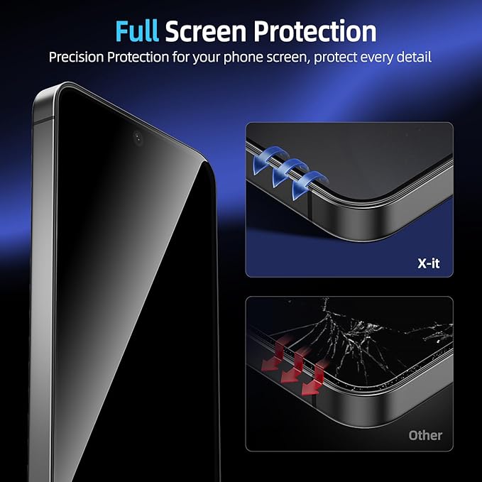 X-it for Samsung Galaxy S25 Screen Protector Privacy 6.2 [Auto Alignment/Dust Removal]Bubble-Free[100% Ultrasonic Fingerprint ID] Easy Installation Full Coverage Anti-Spy [Non-Glass] 2 Packs