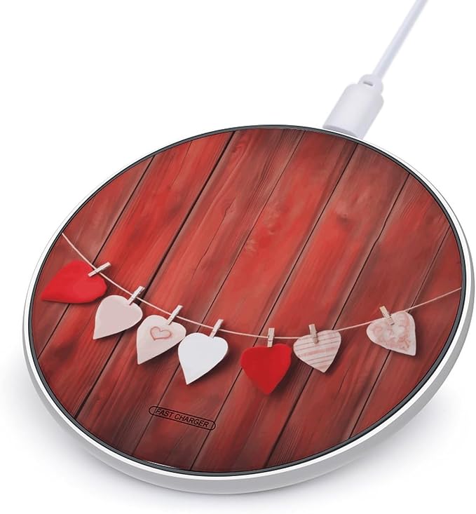 Heart Shape on Wall Wireless Charger Fast Wireless Charging Pad with USB Cable 10W Anti-Slip Magnetic Wireless Charger Portable Slim Charger Puck Travel Charging Station
