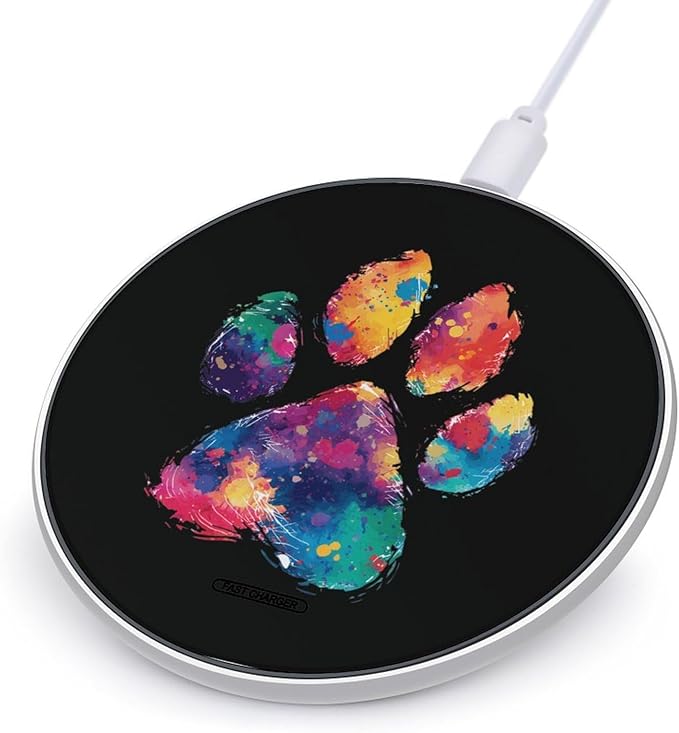 Colorful Paw Fast Portable Charger 10W Funny Graphic Phone Charging Pad with USB Cable