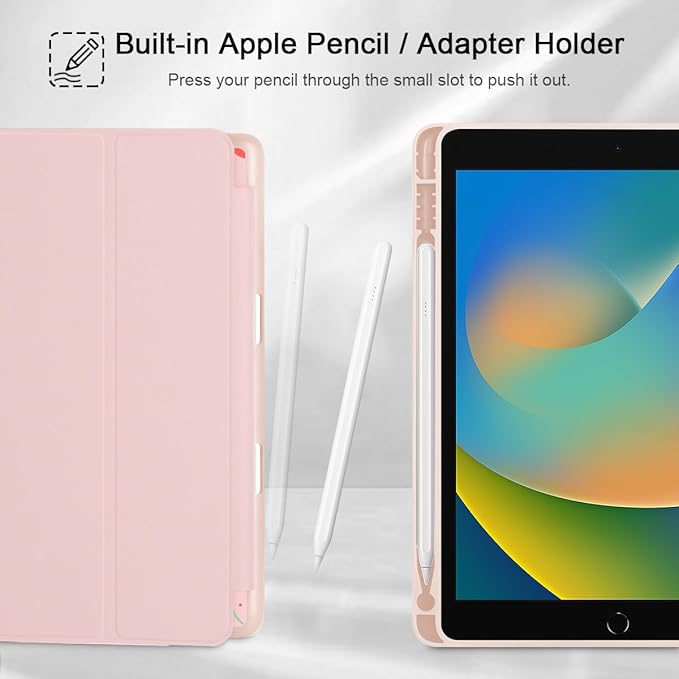 Tuiklol Case for iPad 10.2 Inch 2021 2020 2018 Release 9th / 8th / 7th Generation Built-in Pencil Holder TPU Protective Stand Back Cover Trifold Stand-Auto Wake/Sleep Etro Cherry