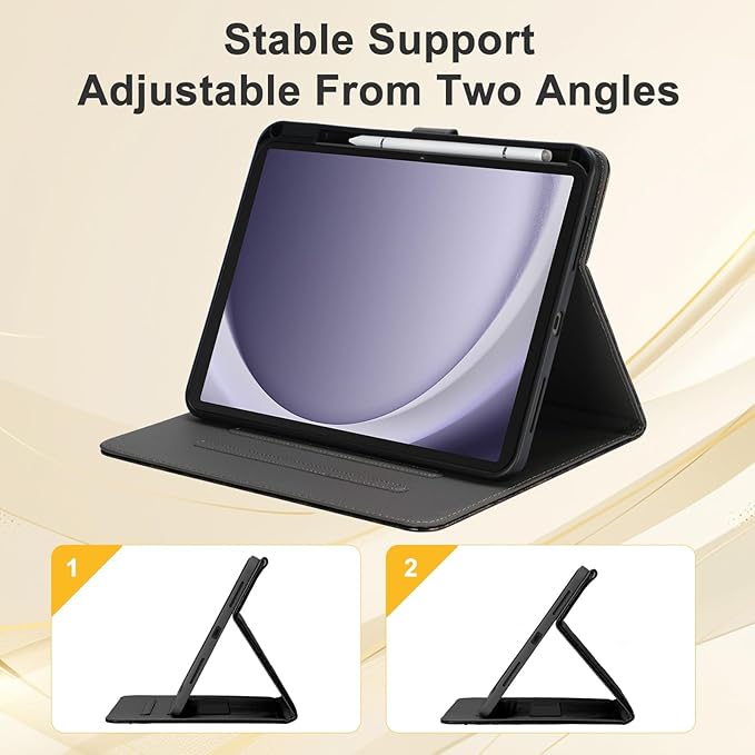 Elegant Case for Samsung Galaxy Tab A9 Plus 11 Inch 2023（Model: SM-X210/X216/X218） Premium Leather Crocodile Cover | Stand | Card Pockets| Wrist Strap| S Pen Holder (Dark Green)