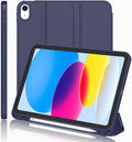 iMieet (A16) Case 11-Inch 2025 / 10th Generation Case 10.9 Inch 2022 with Pencil Holder Trifold Stand Smart Cover with Soft TPU BackAuto Wake/Sleep(Dark Blue)