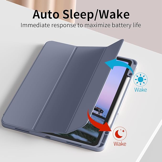 for iPad Pro 13 inch Case (M5/M4) 2025/2024 Slim Protective Cover with Pencil Holder Soft TPU Back Cover Trifold Stand Auto Wake/Sleep A2925 A2926 A3007 A3362 A3359 (Purple)