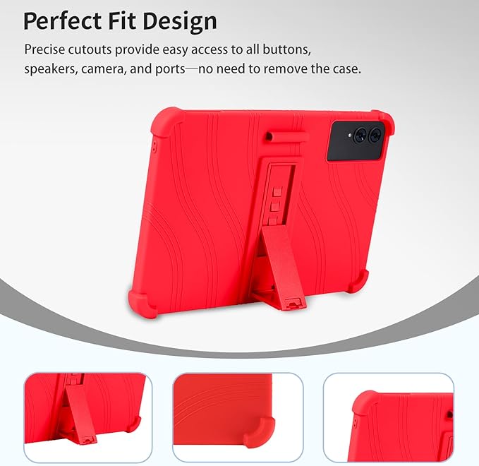 Case for TECLAST T65 13.4-Inch Tablet – Shockproof Silicone Protective Cover with Kickstand Drop-Resistant Business Style (Red)