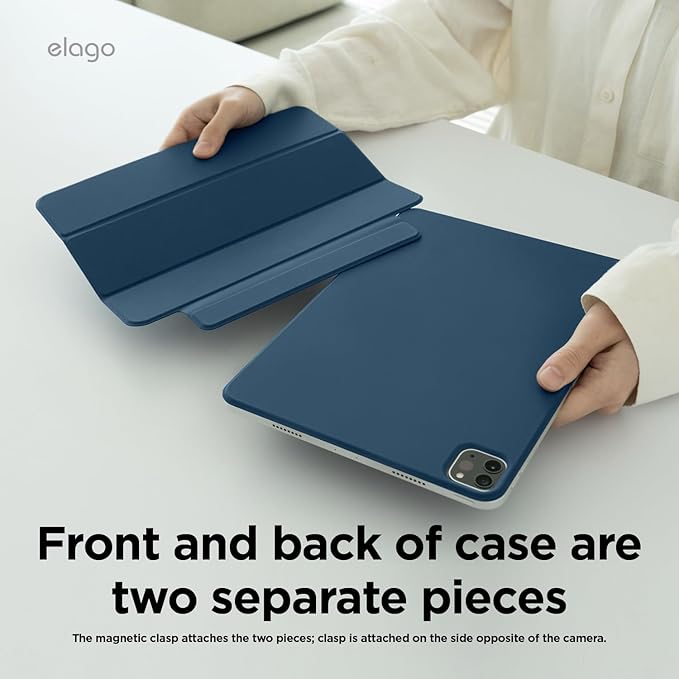 elago Magnetic Folio Case for iPad Pro 13 inch Cover (M5 M4) - Back Plate can be Attached to Metal Materials Wake/Sleep functionality Compatible with Apple Pencil 2 [Blue]