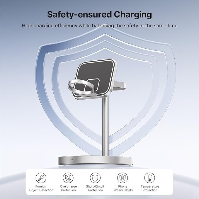 KU XIU X85 3-in-1 Wireless Charger Stand Magnetic Charging Station for iPhone 17–12 &amp iPhone Air Apple Watch S11–4/SE/Ultra AirPods 4/3/2/Pro – Adjustable Stand Basketball Court-Inspired Desig