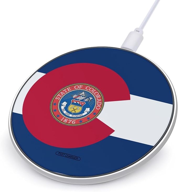 Colorado Flag Seal U.S.A. Phone Charger Magnetic Charging Pad Anti-Slip with USB Cable
