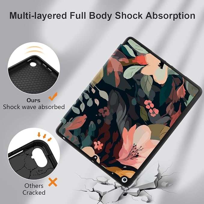DONGKE Case Compatible with iPad 10.2 Inch 2021 2020 2019 iPad 9th/8th/7th Generation with Pencil Holder Slim Stand Protective Case with Soft TPU Back Auto Sleep/Wake Cover Painted Florals