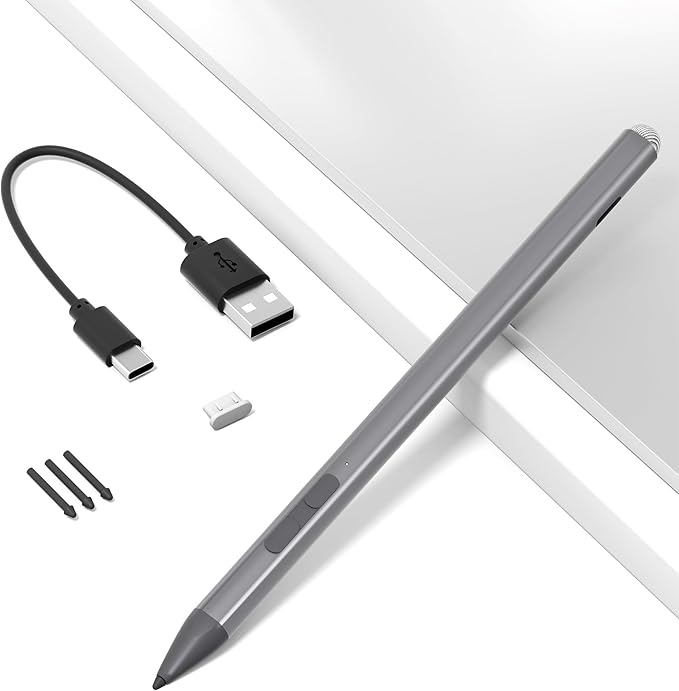 Surface Pen for Surface Pro 13/12/11/9/10/8/X/7/6/5/4/3 Surface Pro Pencil with Precision Tip Palm Rejection Tilt Sensitivity Surface Stylus for Surface Go 3/Go 2/Book/Laptop 5 (Gray)