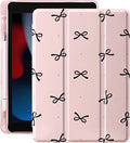 Idocolors Case for iPad 11 inch (A16 Chip) 2025 Generation 11th / iPad 10.9 inch 2022 10th Gen Built-in Pencil Holder with Soft TPU Shockproof Back Shell Auto Wake/Sleep Black Bow-Pink