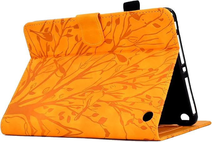for Amazon Kindle Fire HD 8 &amp Fire HD 8 Plus Case (12th/10th Generation 2024/2022/2020) 8 UUcovers Embossed Magneic Smart Cover with Stand/Pencil Holder [Auto Sleep/Wake] Orange Lucky Tree