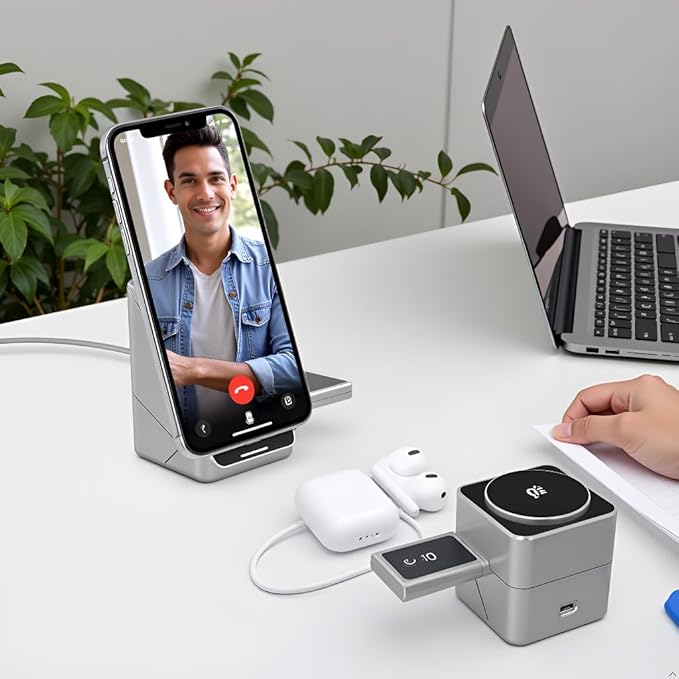 Charger Standfor iPhone 17 Wireless Charger 3-in-1 Cube Compatible with MagSafe 15W Foldable Fast Charging Stand for iPhone 16/15/14/13 Apple Watch 1-8/Ultra AirPods Compatible with Samsung