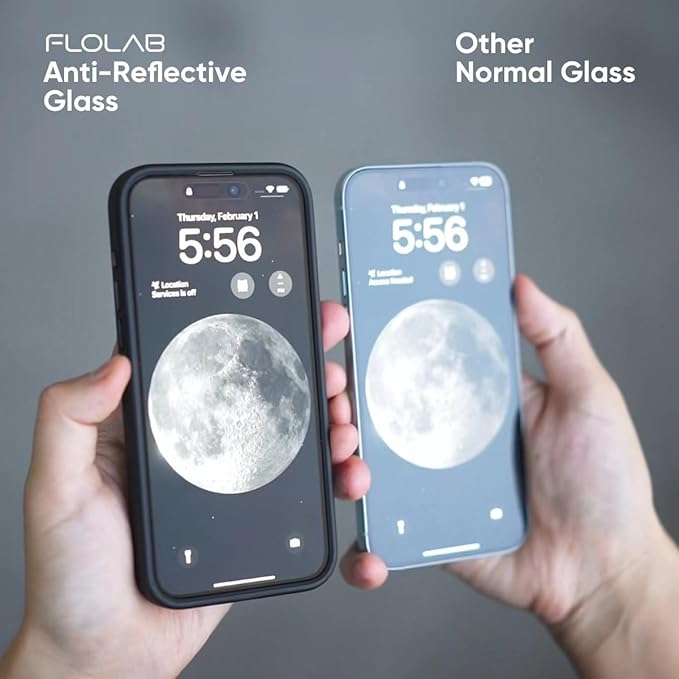 FLOLAB NanoArmour ONETIME PRO for iPhone 15 Plus Screen Protector Anti-Reflective Anti-Rainbow 3D Tempered Glass Ultra Clear Edge Reinforced Easy Install Dust-Free Scratch Resistant