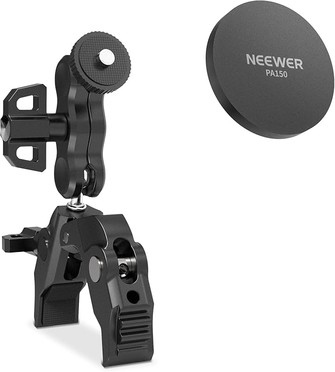NEEWER Magnetic Phone Mount with Super Clamp Adjustable Metal Holder with 1/4 Screw &amp Ball Heads Magic Arm Compatible with MagSafe iPhone for Pole Tripod Mic Stand Desk Gym Equipment PA150