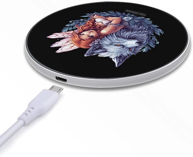 Fairy and Wolf Wireless Charger Anti-Slip Wireless Charging Pad Slim Charger Mat for Men Women