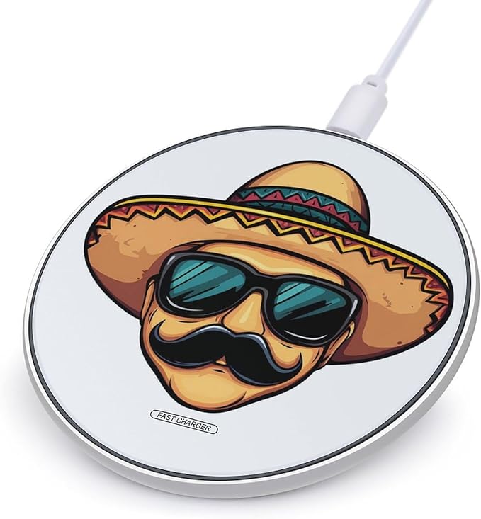BCinco De Mayo Mustache Face Wireless Charger Anti-Slip Wireless Charging Pad Slim Charger Mat for Men Women