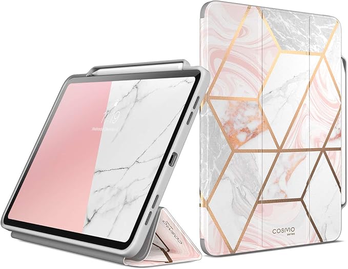 i-Blason Cosmo Case for New iPad Pro 11 Inch (2022/2021/2020 Release) Full-Body Trifold Stand Protective Case Smart Cover with Auto Sleep/Wake &amp Pencil Holder (Marble)