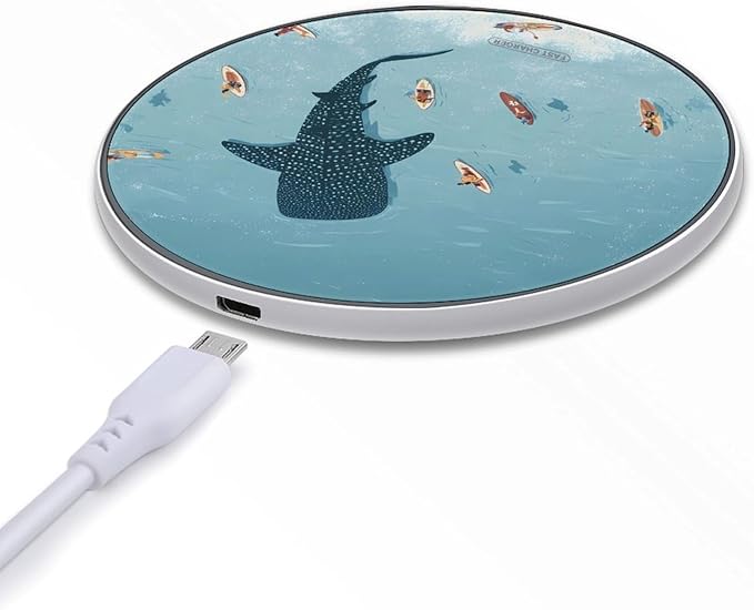 Maldives Whale Shark Fast Portable Charger 10W Funny Graphic Phone Charging Pad with USB Cable