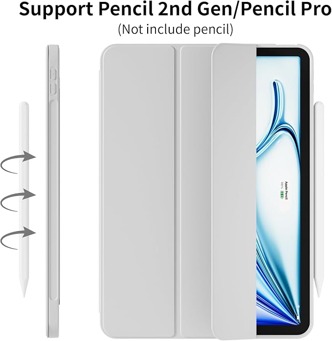 Case for iPad Air 11 Inch (M4/M3/M2 2026/2025/2024) for iPad Air 5th/4th Gen 10.9 Inch Without Pencil Holder Slim Folio Trifold Stand Cover with Soft TPU Back Auto Wake/Sleep Gray
