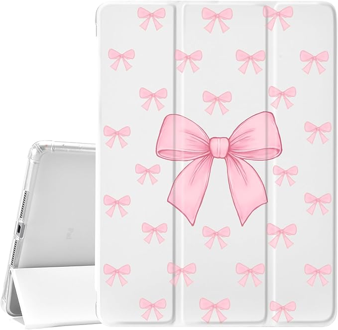 JOYLAND for iPad 10th Generation Case 10.9 inch 2022/iPad (A16) 11th Gen 11 Inch 2025 with Pencil Holder-Auto Wake/SleepPink Bow Pattern Anti-Scratch Shockproof Premium Folio Stand CaseWhite