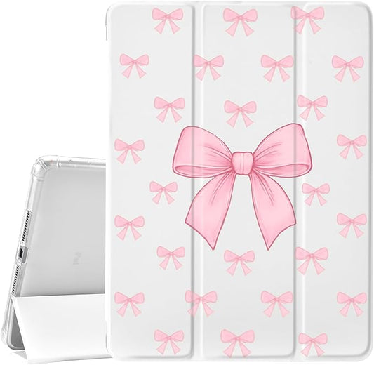 JOYLAND for iPad 10th Generation Case 10.9 inch 2022/iPad (A16) 11th Gen 11 Inch 2025 with Pencil Holder-Auto Wake/SleepPink Bow Pattern Anti-Scratch Shockproof Premium Folio Stand CaseWhite