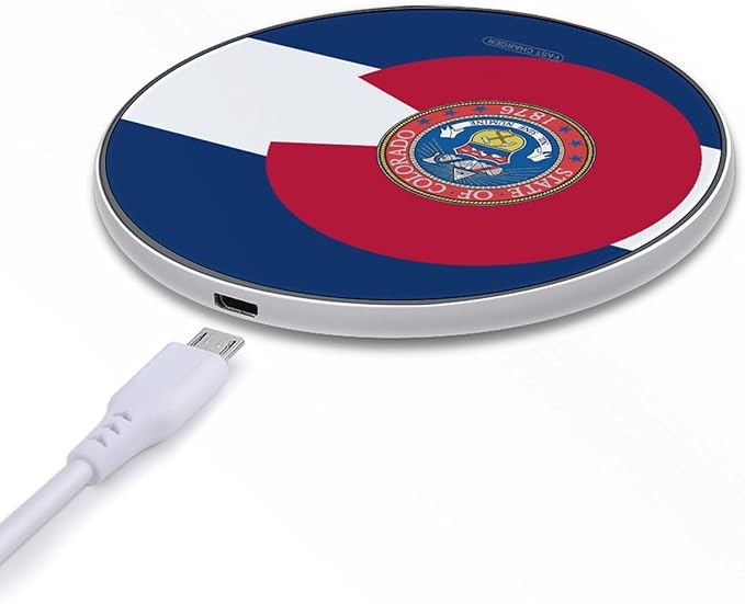 Colorado Flag Seal U.S.A. Phone Charger Magnetic Charging Pad Anti-Slip with USB Cable