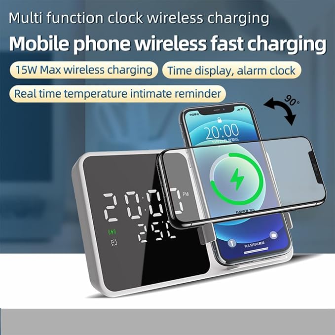 Wireless Charger Alarm Clock W5 White