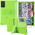 Compatible for ECOPAD T30 10.1 Inch Tablet Case + Screen Protector Tempered Glass Film Soft Silicone Full Coverage Adjustable Stand Protective Tablet Cover Green