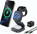 Wireless Charging Station for Multiple Devices 3 in 1 Travel Charger Dock Foldable Magnetic Stand Compatible with MagSafe Qi2 iPhone 17 16 15 14 13 12 Air Apple Watch Series &amp Air pods 4 3 2 P