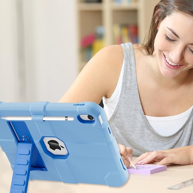 Case for iPad (A16) 11th Generation 11 Inch 2025 / iPad 10th Generation 10.9 Inch 2022 Rugged Heavy Duty Protective Cover [Built-in Pencil Holder ] for iPad 11/10 Gen (LightBlue)