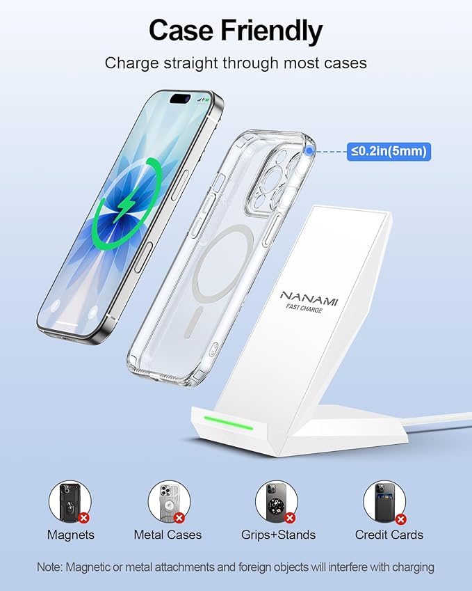 Fast Wireless Charging Stand Equipped with PD 30W Adapter High Speed Universal Charger with Extra USB-A Port Compatible with iPhone 17/16/15/14/13/12/11 for Samsung Galaxy S26/S25/S24/S23/S22