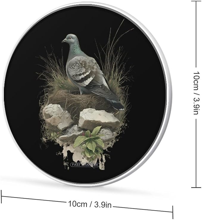 Pigeons Perched Nest Fast Portable Charger 10W Funny Graphic Phone Charging Pad with USB Cable