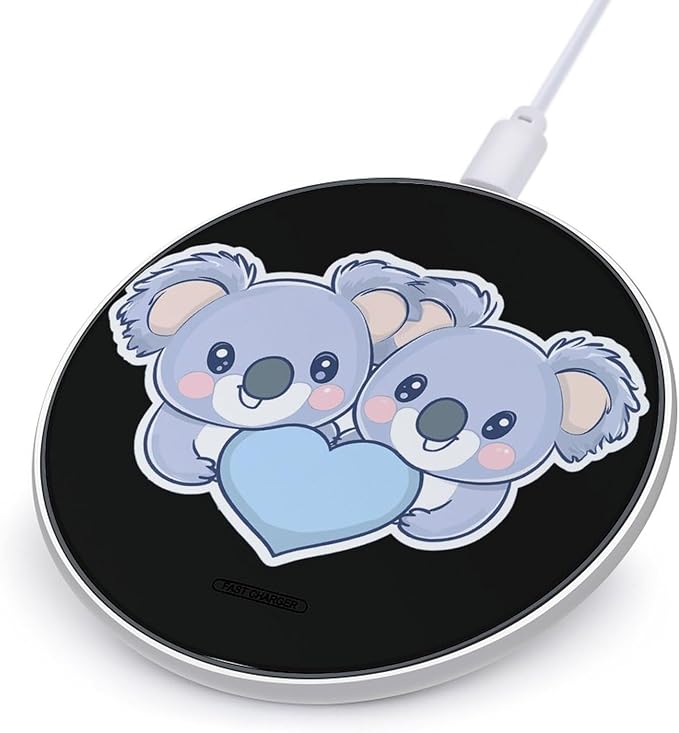 Cute Koalas with Love Heart Phone Charger Magnetic Charging Pad Anti-Slip with USB Cable