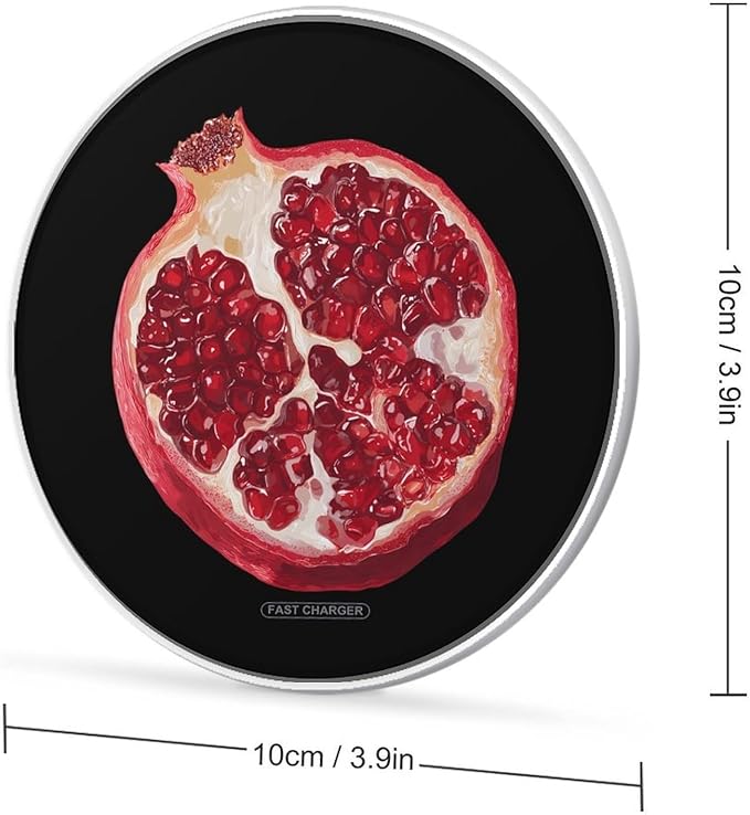 Cut Pomegranate Fast Portable Charger 10W Funny Graphic Phone Charging Pad with USB Cable