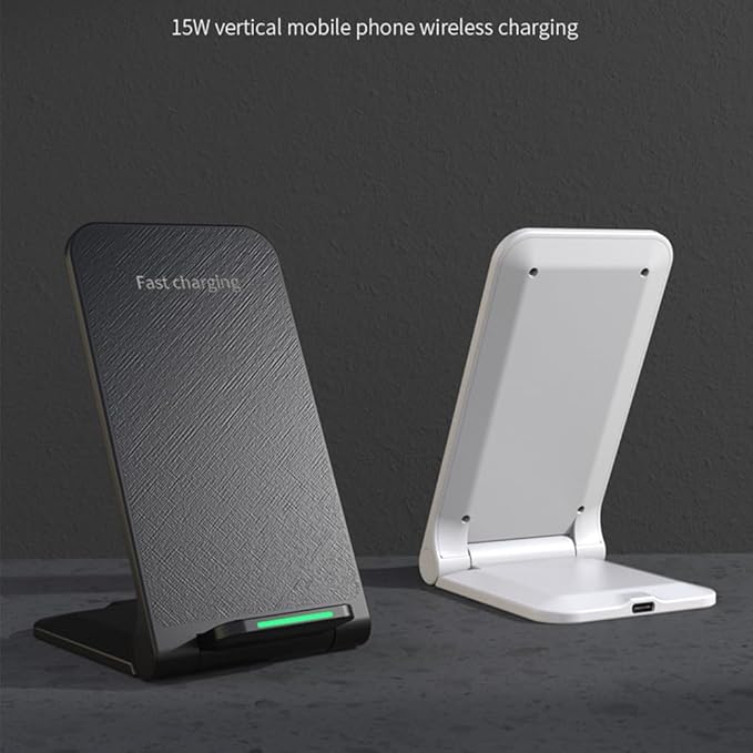 IHAO Ultra-Slim 15W Fast Wireless Charging Stand QC3.0 Portable Charger with Smart Protection Foldable Design 15W Lightning-Fast Charging with QC3.0 Technology