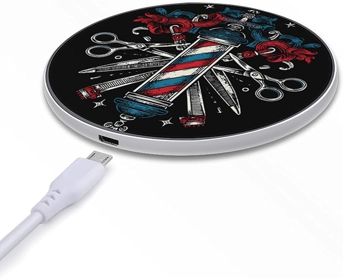Barber Pole Scissors Clippers Tools Phone Charger Magnetic Charging Pad Anti-Slip with USB Cable