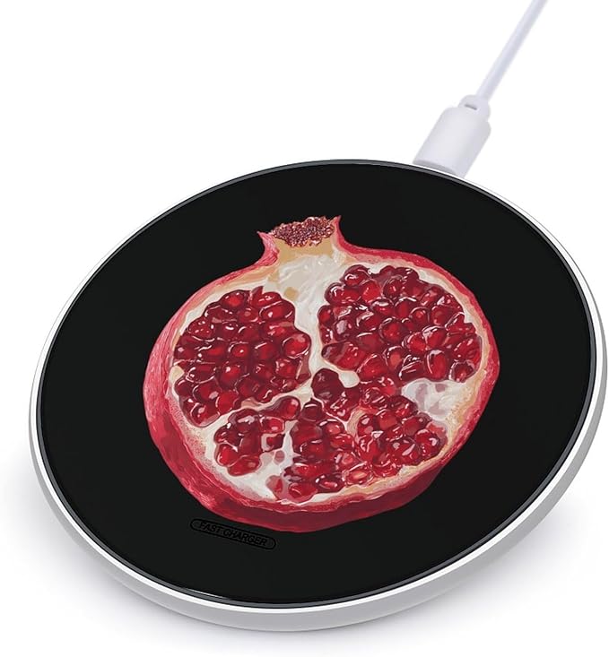 Cut Pomegranate Fast Portable Charger 10W Funny Graphic Phone Charging Pad with USB Cable